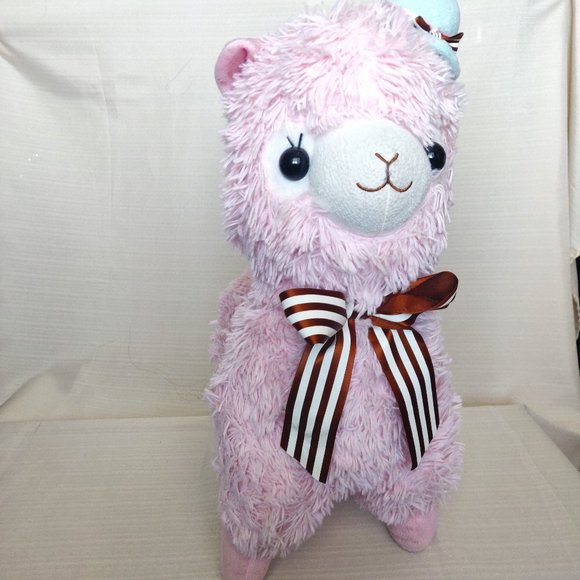 Large Pink Kawaii Bridal Alpacasso Alpaca Soft Plush Stuffed Llama 45cm Tall - Picture 2 of 6